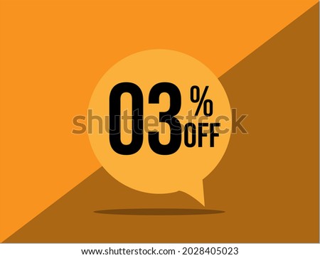 3% off . Banner with three percent discount on a yellow square balloon.