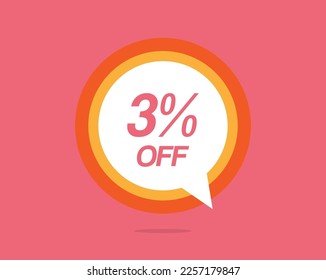 3% off colored balloon. Vector with three percent discount for promotion and offers