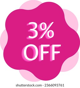 3% Off Discount Pink Flower Style Vector and Illustration Arts in White Background