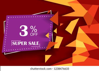 3% off discount promotion sale,  sale promo marketing.