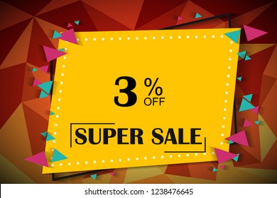 3% off discount promotion sale,  sale promo marketing.