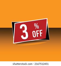 3% Off, Marketing,sale, Deal, Banner With Orange To Yellow Background With Gradient. White Writing On Red Balloon