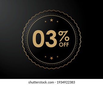3% off sign, 3 percent Discount special offer vector illustration