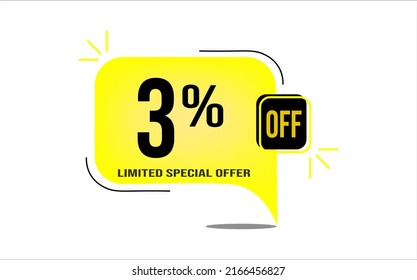3% off a yellow balloon with black numbers