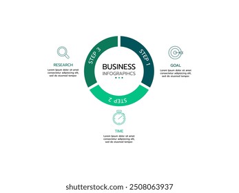 Gráfico de infografía de ciclo de 3 opciones. Ilustración vectorial.