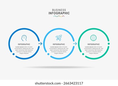 3 Opção Infographics Circular Layout Modelo. Ilustração Business Abstract Background. Design de Infográficos.