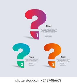 3 Opción de pregunta infografía plantillas de diseño utilizado en el negocio y finanzas proceso vector, ilustración