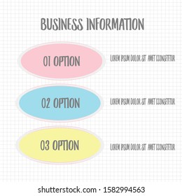 3 option schedule design template. Infographic with option,topic, or step for business education grid paper presentation