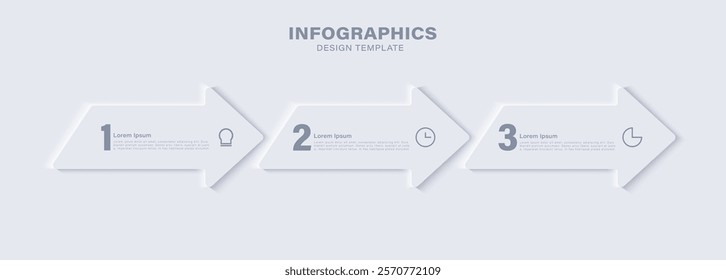 3 options arrow infographic design template.White  Vector illustration.