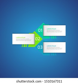 3 options business data process chart slide template. Workflow, visualization, design. Creative concept for infographic, presentation, report. For topics like research, strategy, consulting. Eps10.