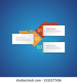 3 options business data process chart slide template. Workflow, visualization, design. Creative concept for infographic, presentation, report. For topics like research, strategy, consulting. Eps10.