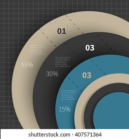 3 options chart for business summary, report or marketing / big chart for infographic