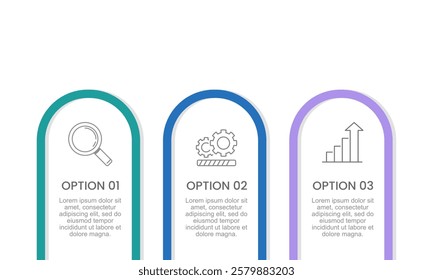 3 Options Curve Infographic for Success. Presentation, Data, Information and Plan. Vector illustration.