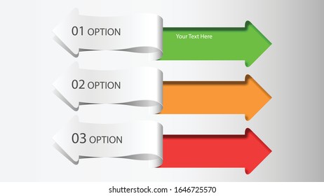 3 Options Infographic Template. Arrows style graphic design Template or Background. Can be used for Business presentation or banner.  Can edit to your own texts in the infographic. Vector EPS10