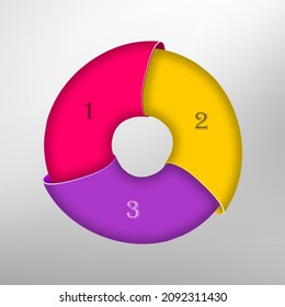 3 options infographic template. Donut infographic style design. Can be used for presentation or any purposes. Can edit to your own texts. Vector EPS10