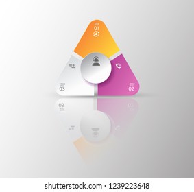 3 Options Infographic Template. Triangle sections infographic design. Can be used for business Presentation or banner. Can edit to your own texts in infographic. Vector EPS10