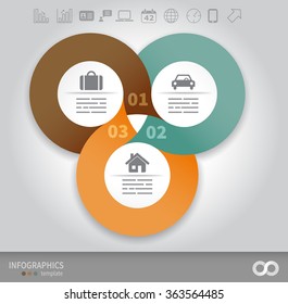 3 Options Linked Circles In Origami Style Infographics Presentation Template