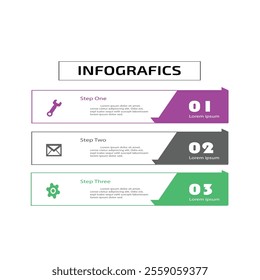  3 options on white background, Infograph elements vector illustration.