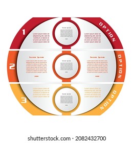 3 options or steps, segments for Information Table. concept Info design. Infographic template can be used for presentation, web design, workflow or graphic layout, diagram, options