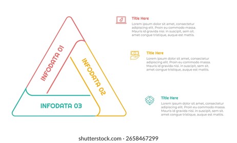 3 Options or Steps Triangle Infographic Element with Outline Style for presentations, reports, and web