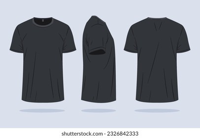 3 Outline Black Tshirt Template For Men