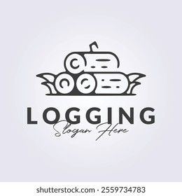 3 outline logs logo logging icon symbol vector illustration design, line art logs logo design