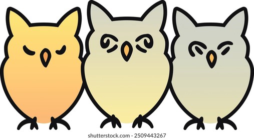 3 owls (funny vector drawing)