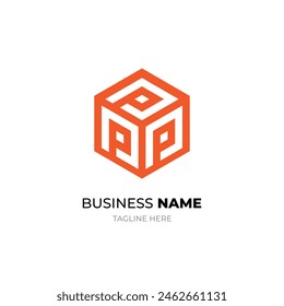 3 P alphabet logo for your business. PPP logo design with box and open box design.