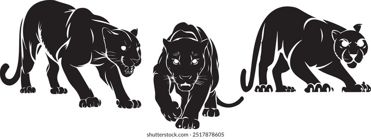 3 panther in one page . black panther with white bagraound