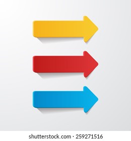 3 paper arrows on the grey background
