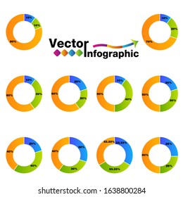 3 part pie chart on white background