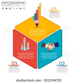 3 Parts infographic design vector and marketing icons can be used for workflow layout, diagram, report, web design. Business concept with options, steps or processes.