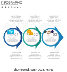 3 Parts infographic design vector and marketing icons can be used for workflow layout, diagram, report, web design. Business concept with options, steps or processes.