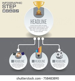 3 Parts infographic design vector and marketing icons can be used for workflow layout, diagram, report, web design. Business concept with options, steps or processes.