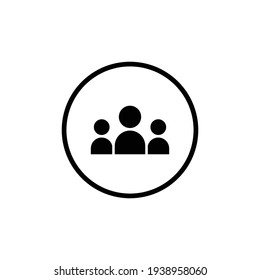 3 people flat icon. Simple solid style. Multi user, circle, group, person, service concept.  Crowd sign symbol design. Vector illustration isolated on white background. EPS 10.