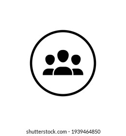 3 people, flat icon. Simple solid style. Group of Multiple people in circle for service concept. Crowd sign symbol design. Vector illustration isolated on white background. EPS 10.