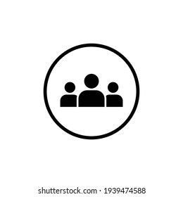 3 people flat icon. Simple solid style. Multi user, circle, group, person, service concept.  Crowd sign symbol design. Vector illustration isolated on white background. EPS 10.