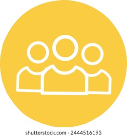 3 people flat icon. Simple solid style. Multi user, circle