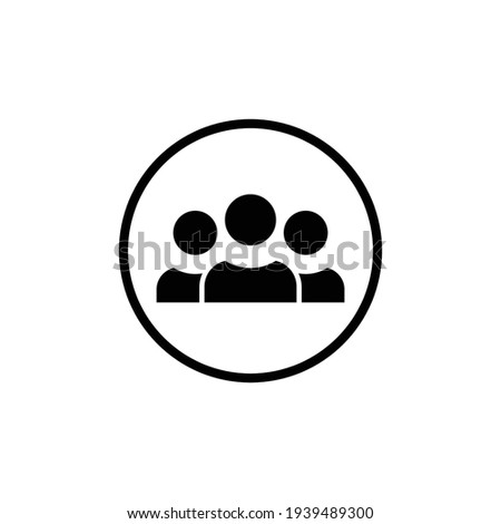 3 people flat icon. Simple solid style. Multi user, circle, group, person, service concept.  Crowd sign symbol design. Vector illustration isolated on white background. EPS 10.