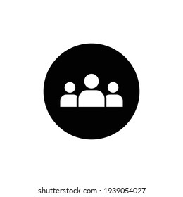 3 people glyph icon. Simple solid style. Multi user, circle, group, person, service concept.  Crowd sign symbol design. Vector illustration isolated on white background. EPS 10.