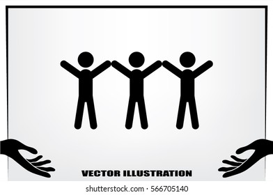 3 people icon, vector illustration.