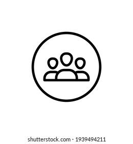 3 people line icon. Simple outline style. Multi user, circle, group, person, service concept.  Crowd sign symbol design. Vector illustration isolated on white background. EPS 10.