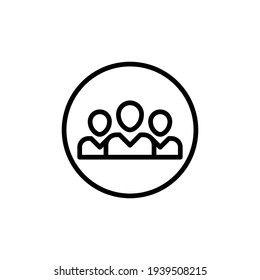 3 people line icon. Simple outline style. Multi user, circle, group, person, service concept.  Crowd sign symbol design. Vector illustration isolated on white background. EPS 10.