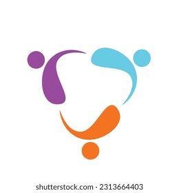 3 People togetherness and community concept logo abstract vector illustration eps