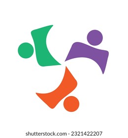 3 People togetherness and community concept logo abstract vector illustration eps