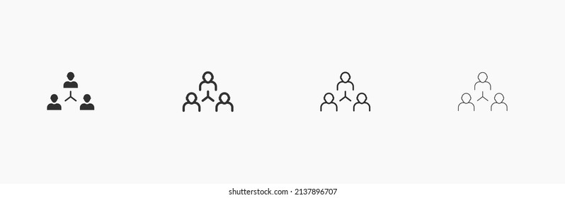 3 people in triangle flat illustration for people network and communication. Three people connected by lines vector