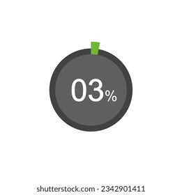 3% percentage infographic circle icons, 3 percents pie chart infographic elements.