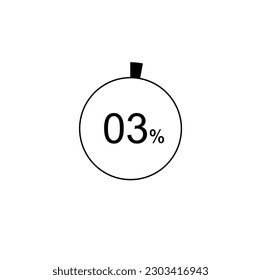 3% percentage infographic circle icons,3 percents pie chart infographic elements for Illustration, business, web design.