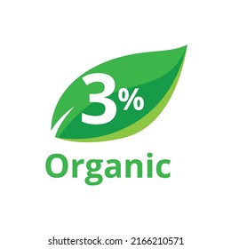 3% percentage organic product leaf shape vector art illustration with fantastic graphic