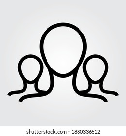 3 person Icon. Vector Line Icon. Editable Stroke. Pixel Perfect. Premium Illustration